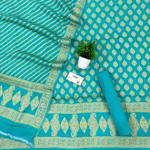 Sea Green Jaguar Buti Georgette Silk Banarasi Suit