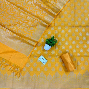 Yellow Uggi Dhan Buti Banarasi Silk Suit