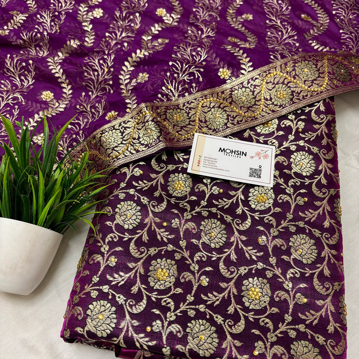 Purple Stone Work Kimkhab Silk Banarasi Gharara
