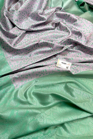 Mauve and Sea Green Resham Zari Banarasi Silk Saree