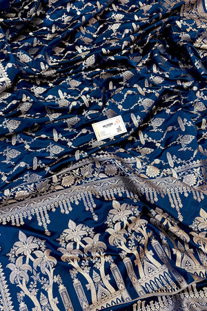 Navy Blue Masakali Katan Silk Banarasi Saree