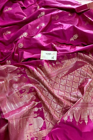 Pink Kalyug Satin Silk Banarasi Saree