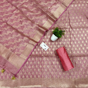 Pink Pairahan Tissue Silk Banarasi Suit