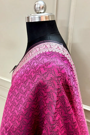 Pink Resham Zari Silk Banarasi Stole