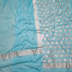 Light Firozi Handloom Khaddi Georgette Banarasi Suit