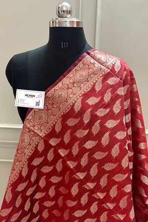 Maroon Golden Zari Banarasi Silk Dupatta