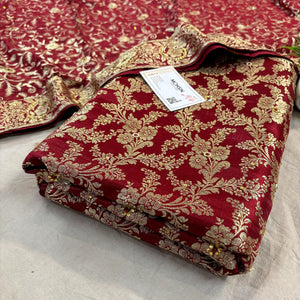 Maroon Stone Work Kimkhab Silk Banarasi Gharara