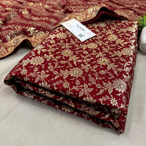 Maroon Stone Work Kimkhab Silk Banarasi Gharara