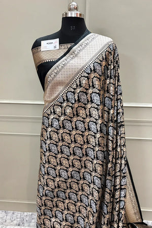 Nita Ambani Black Katan Silk Banarasi Saree