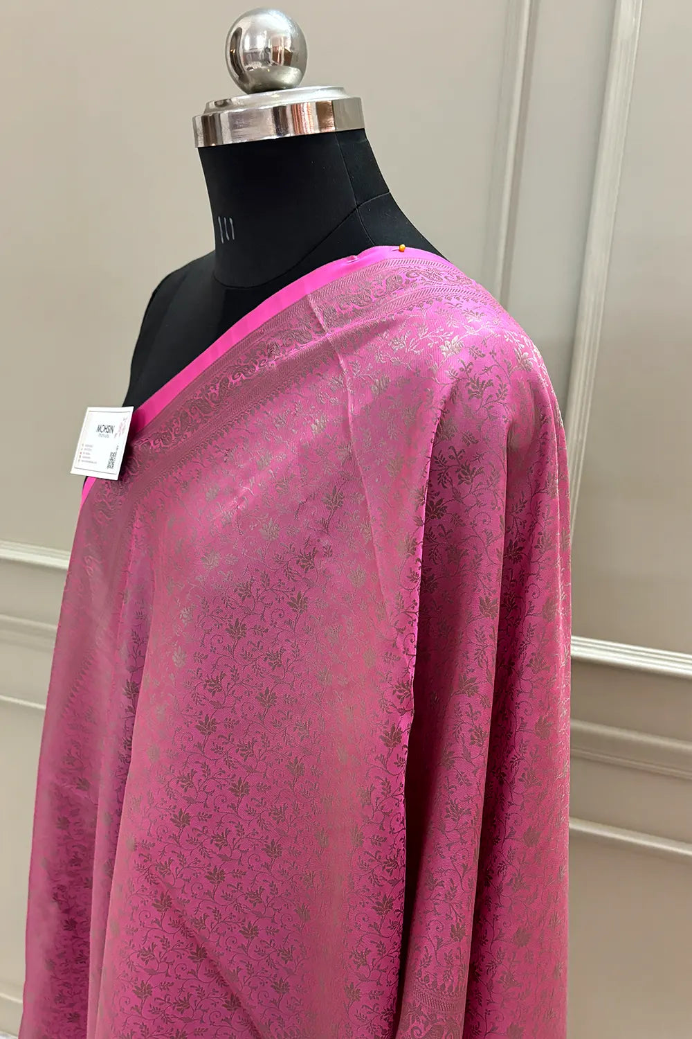 Peach Resham Zari Silk Banarasi Stole