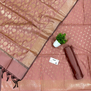 Peach Sunehri Pankh Satin Silk Banarasi Suit