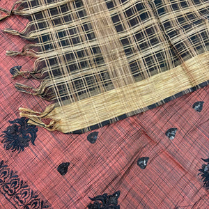 Peach and Black Sequence Tussar Silk Banarasi Suit