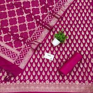Pink Golden Zari Georgette Silk Banarasi Suit