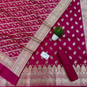 Pink Madiyan Buti Satin Silk Banarasi Suit