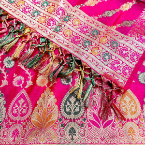 Pink Meenakari Banarasi Silk Suit