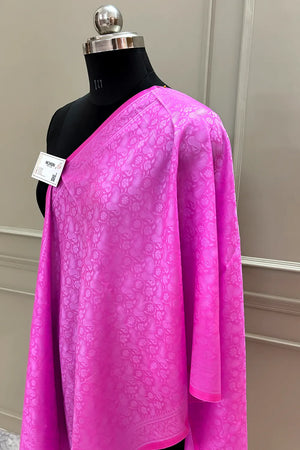 Pink Resham Zari Silk Banarasi Stole