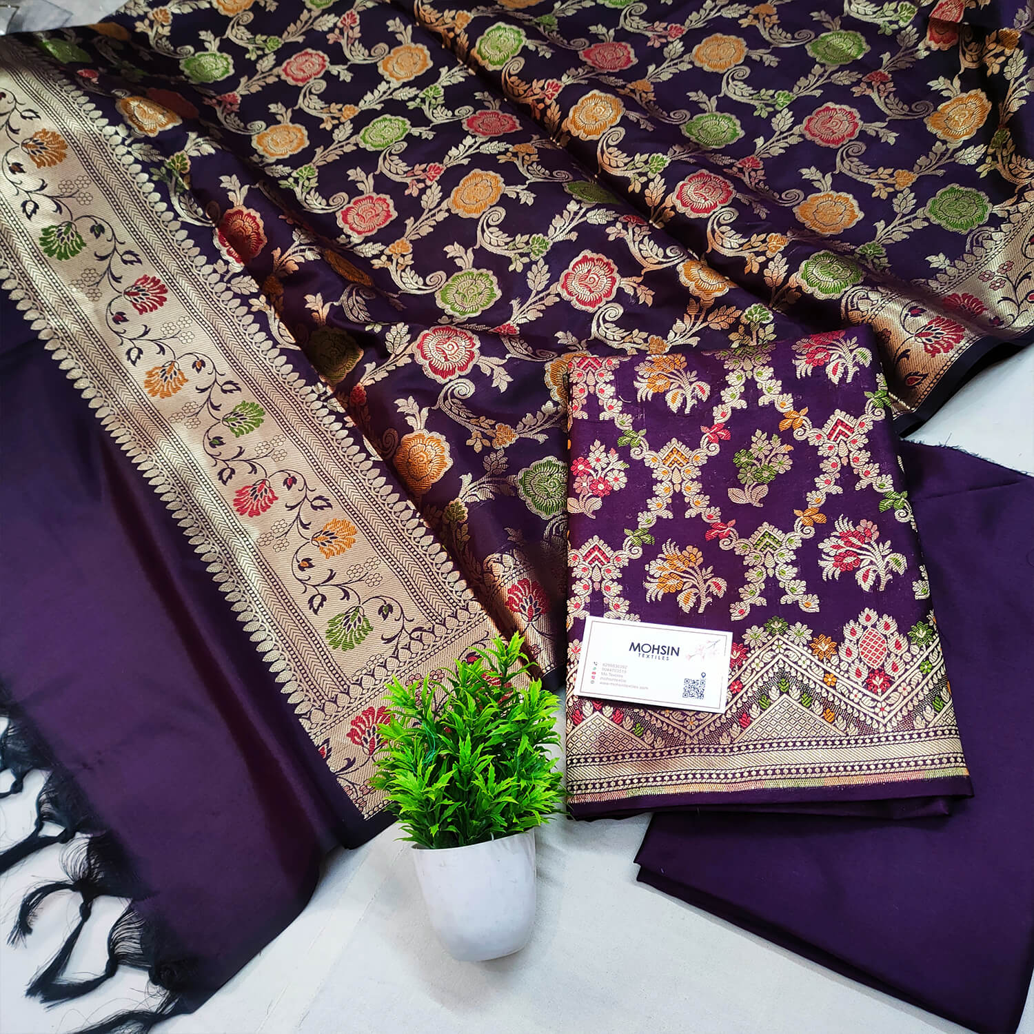 Purple Meenakari Katan Silk Banarasi Suit