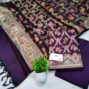 Purple Meenakari Katan Silk Banarasi Suit