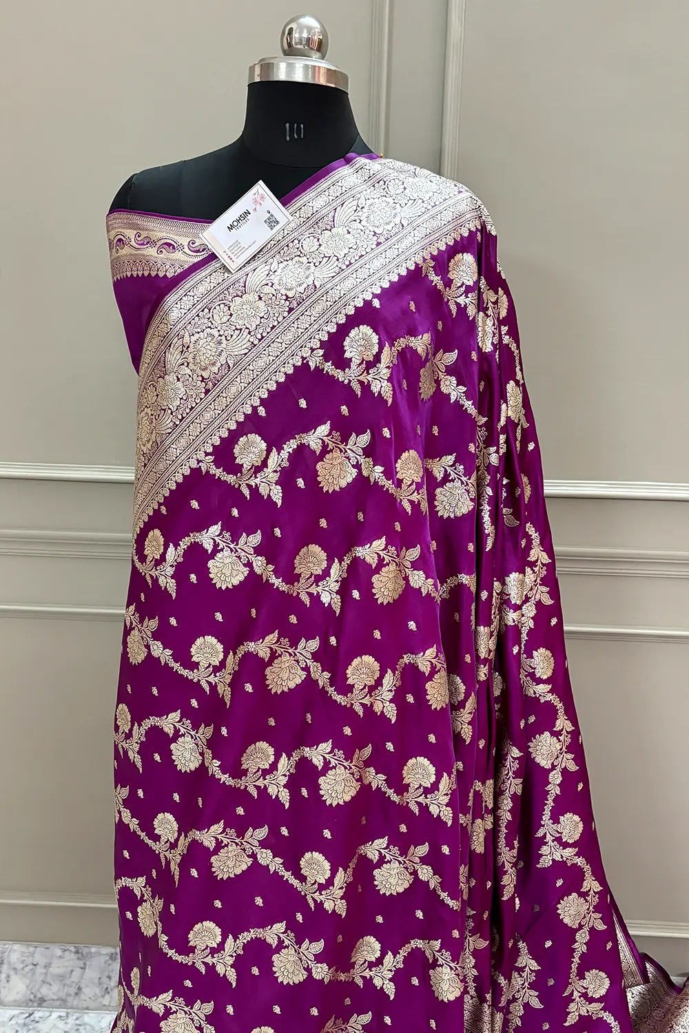 Purple Tirchi Daal Katan Silk Banarasi Saree