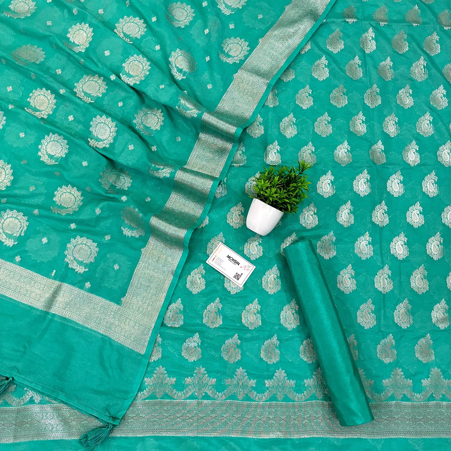 Sea Green Tilasmi Carry Katan Silk Banarasi Suit