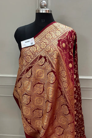 Maroon Murerwa Daal Katan Silk Banarasi Saree