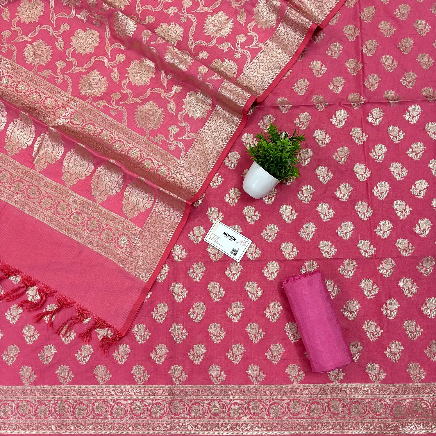 Peach Shringar Katan Silk Banarasi Suit