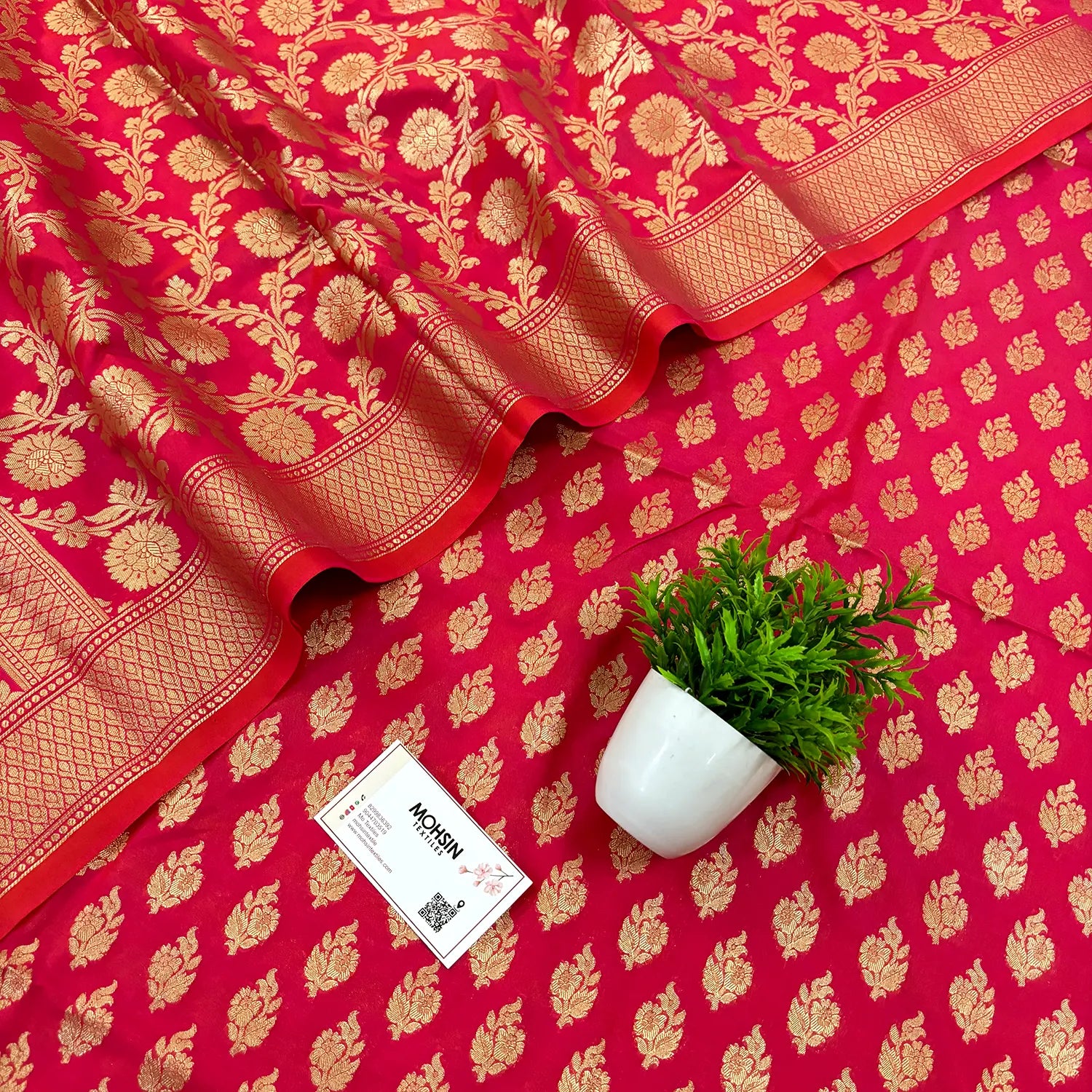 Rani Pink Guldaan Katan Silk Banarasi Suit