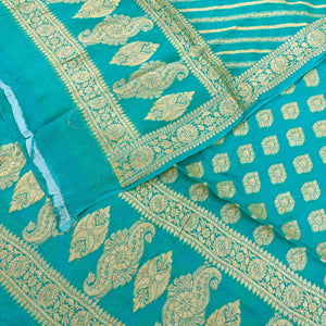 Sea Green Jaguar Buti Georgette Silk Banarasi Suit
