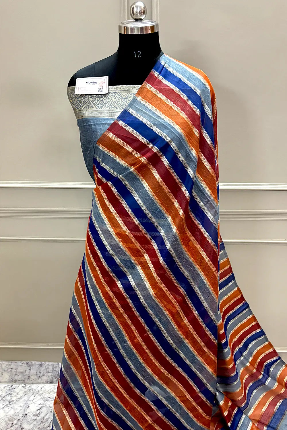 Grey Resham Zari Cotton Silk Banarasi Saree