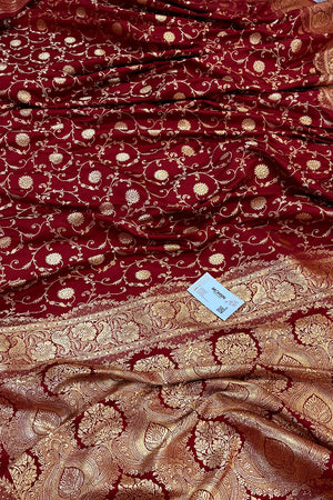Maroon Murerwa Daal Katan Silk Banarasi Saree