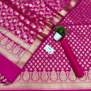Pink Gumbad Buti Katan Silk Banarasi Suit