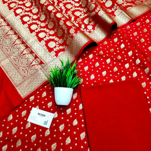 Red Kalli Patta Katan Silk Banarasi Suit