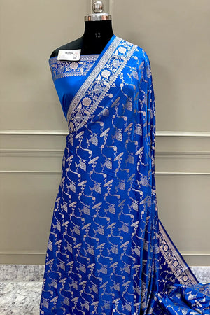 Royal Blue Masakali Katan Silk Banarasi Saree