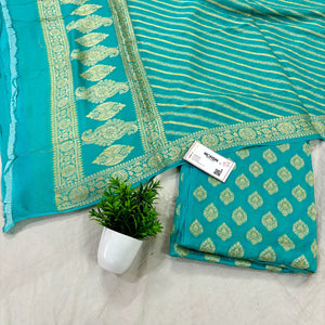 Sea Green Jaguar Buti Georgette Silk Banarasi Suit