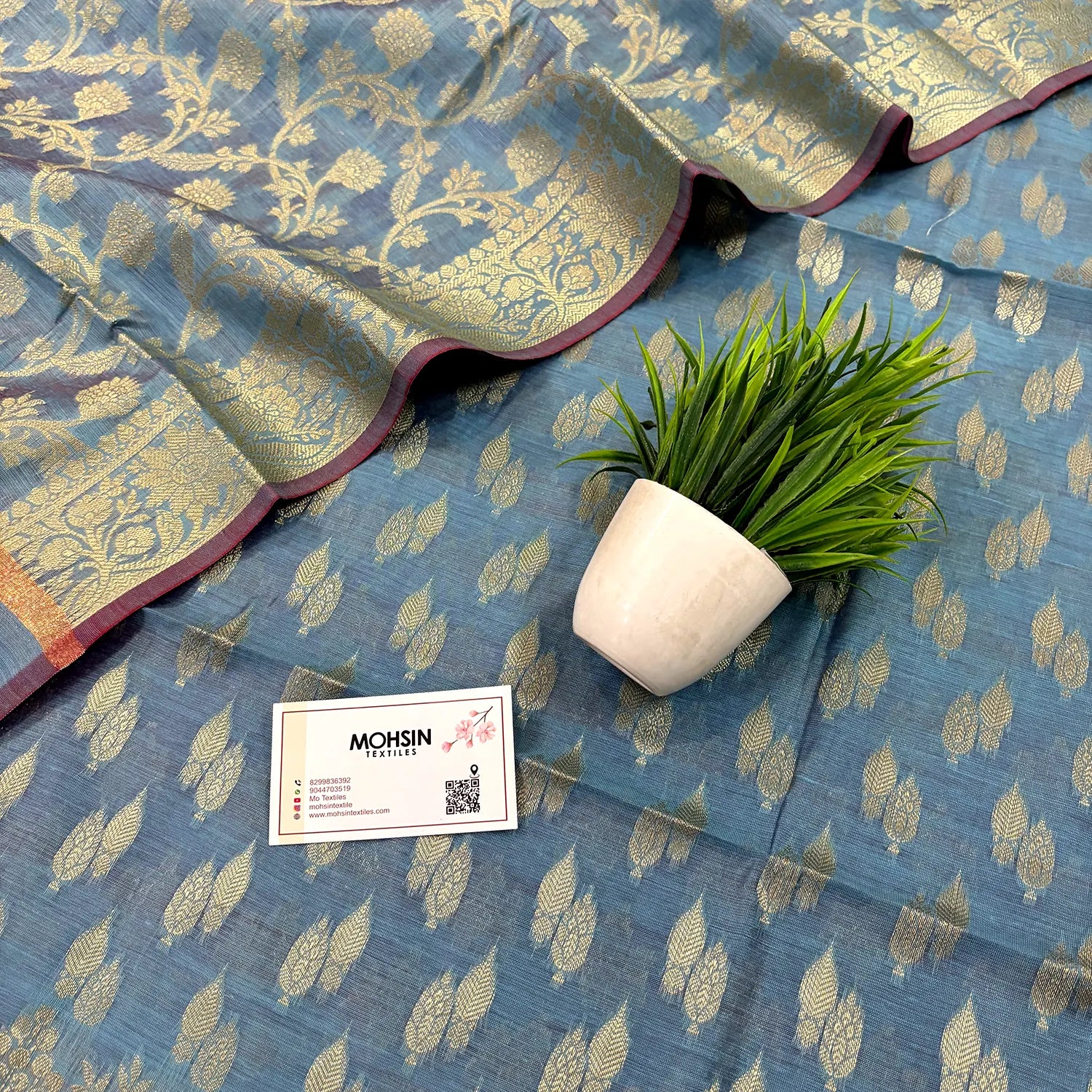 Firozi Golden Zari Banarasi Silk Suit