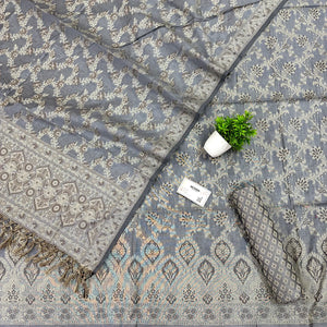Grey Mogambo Jaal Cotton Silk Banarasi Suit