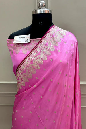 Light Pink Jadi Buti Katan Silk Banarasi Saree