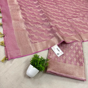 Pink Pairahan Tissue Silk Banarasi Suit