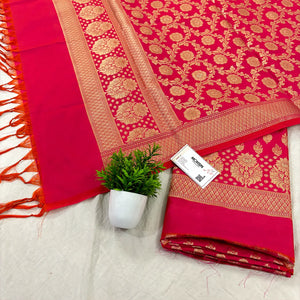 Rani Pink Guldaan Katan Silk Banarasi Suit