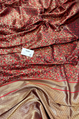 Red Jamawar Katan Silk Banarasi Saree