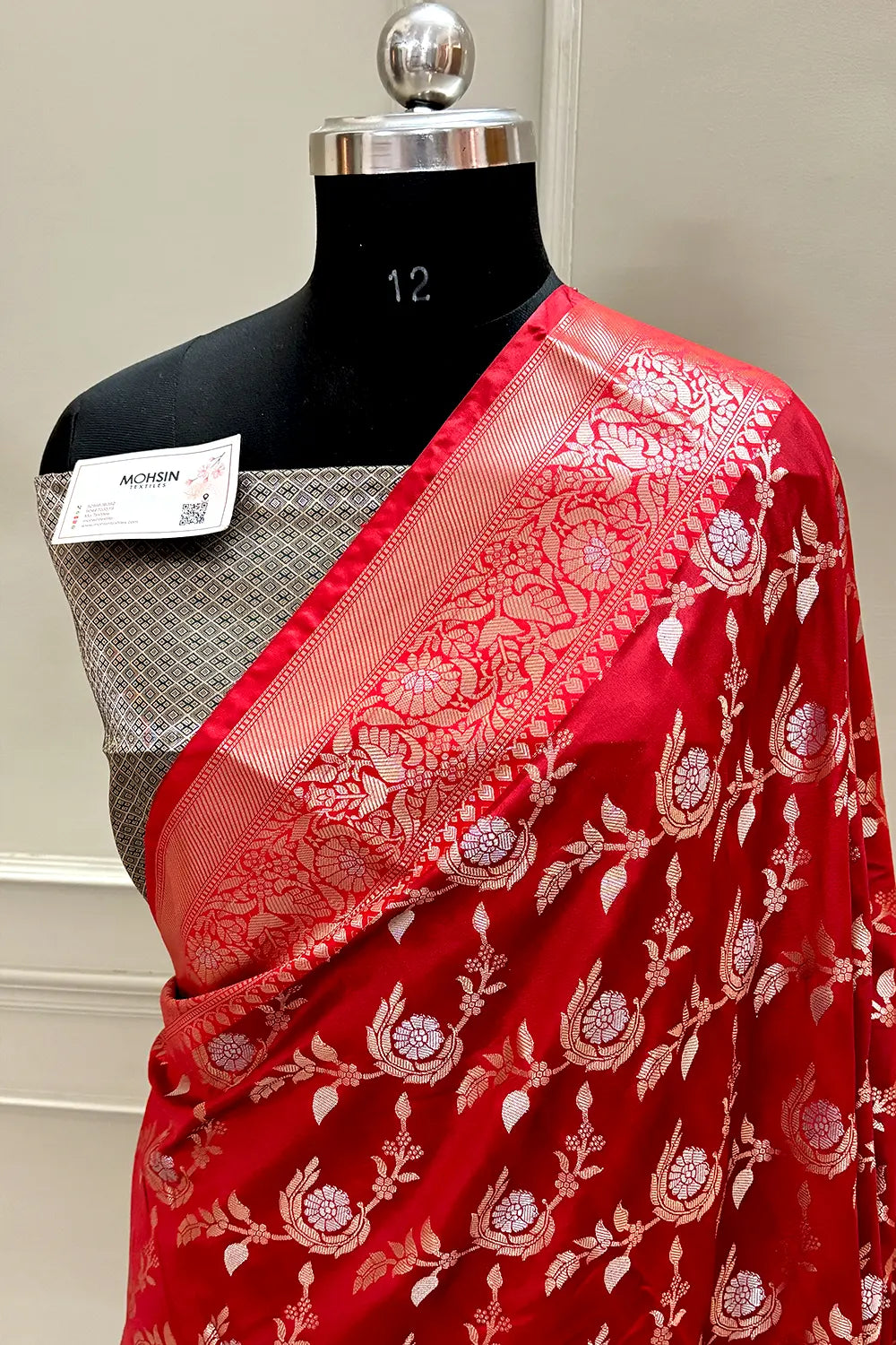 Red and Bottle Green Golden Zari Banarasi Silk Saree