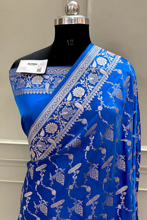 Royal Blue Masakali Katan Silk Banarasi Saree