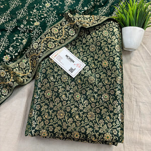 Bottle Green Stone Work Kimkhab Silk Banarasi Gharara