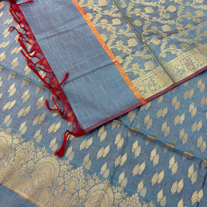 Firozi Golden Zari Banarasi Silk Suit