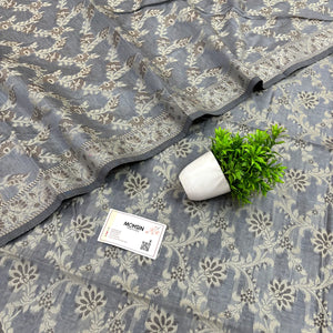 Grey Mogambo Jaal Cotton Silk Banarasi Suit