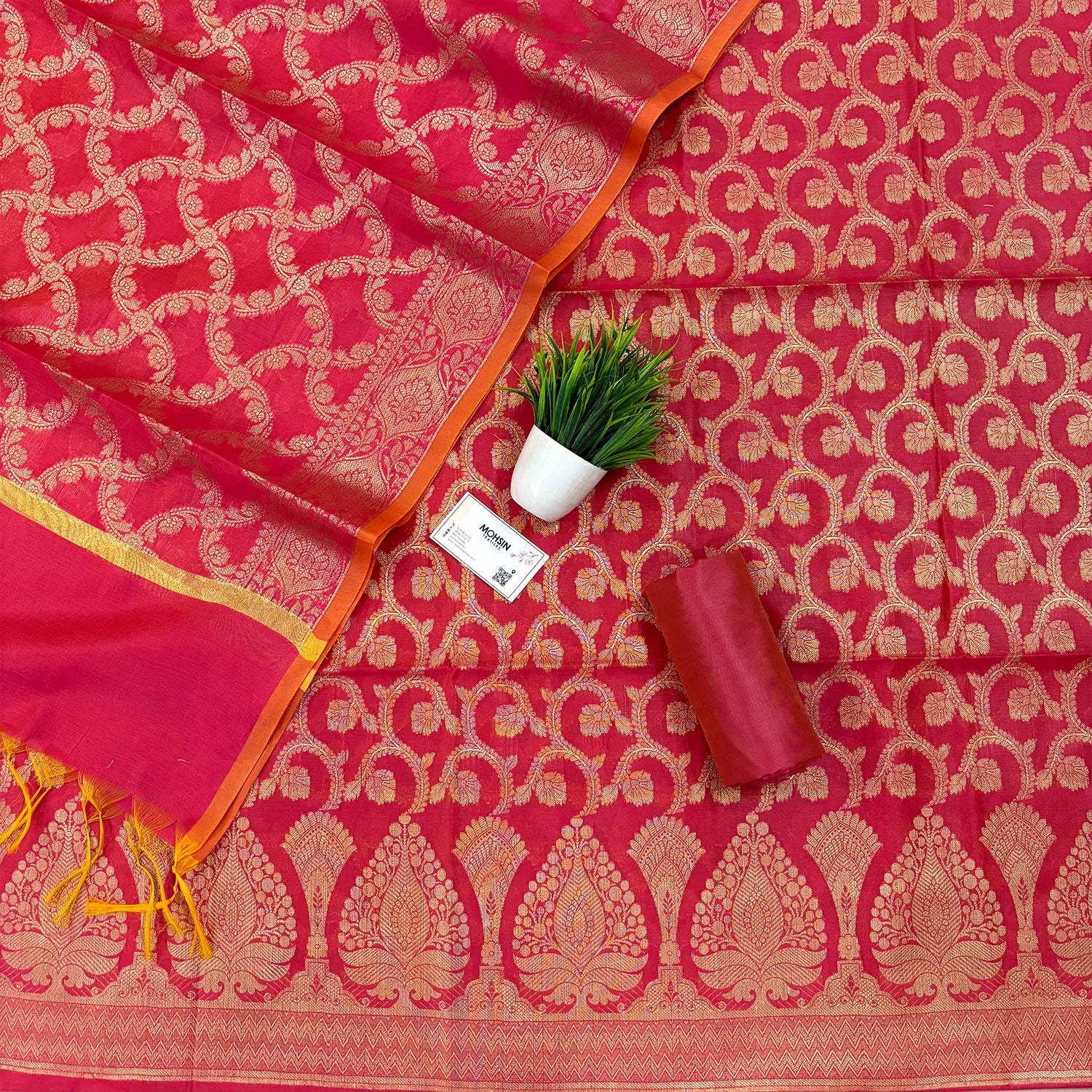 Pink Ikka Jaal Banarasi Silk Suit