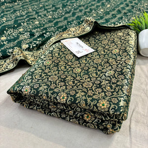 Bottle Green Stone Work Kimkhab Silk Banarasi Gharara