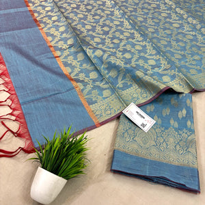 Firozi Golden Zari Banarasi Silk Suit