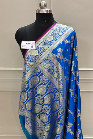 Firozi Papakipari Katan Silk Banarasi Saree