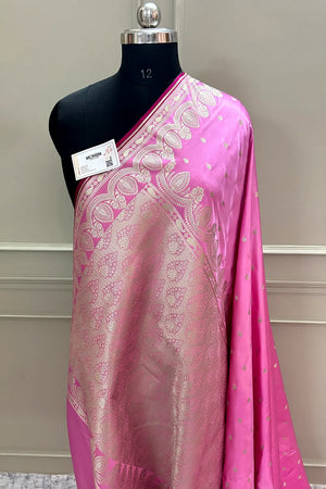 Light Pink Jadi Buti Katan Silk Banarasi Saree